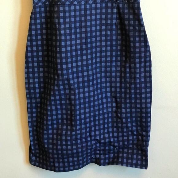 Banana Republic 6 halter mini dress checkered navy blue - Picture 3 of 8